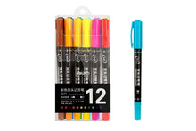 Load image into Gallery viewer, Permanent Marker 12 Colours Dual Heads
