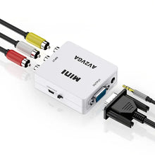 Load image into Gallery viewer, RCA To VGA,AV To VGA Converter,1080P Mini AV To Video Converter, Composite AV To VGA Adapter, TV Set Top Box Audio Video Converter