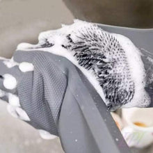 Load image into Gallery viewer, Magic Saksak Dishwashing Cleaning Sponge Gloves,1 Pair Reusable Silicone Brush Scrubber Gloves Heat Resistant for Dish washing, Kitchen Bathroom Cleaning, Pet Bathing, Car Washing. 2PACK (13.6" Large)