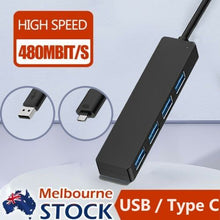 Load image into Gallery viewer, Multi USB Hub 4 Port 2.0 High Speed Charging Data Slim Compact Expansion Splitter