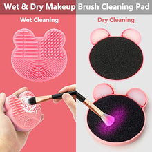 Charger l'image dans la galerie, Makeup Brush Cleaning Mat with Color Removal Sponge, 2 in 1 Design Silicone Cleaner Pad for Dry Brush