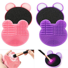Charger l'image dans la galerie, Makeup Brush Cleaning Mat with Color Removal Sponge, 2 in 1 Design Silicone Cleaner Pad for Dry Brush