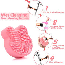 Charger l'image dans la galerie, Makeup Brush Cleaning Mat with Color Removal Sponge, 2 in 1 Design Silicone Cleaner Pad for Dry Brush