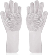 Load image into Gallery viewer, Magic Saksak Dishwashing Cleaning Sponge Gloves,1 Pair Reusable Silicone Brush Scrubber Gloves Heat Resistant for Dish washing, Kitchen Bathroom Cleaning, Pet Bathing, Car Washing. 2PACK (13.6" Large)