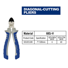 Charger l'image dans la galerie, SALI Diagonal Cutting Pliers 7-inch Nipper Wire Cutters Tool Non-Slip Grip Handle