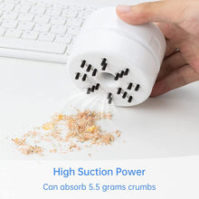 Charger l'image dans la galerie, Desktop Vacuum Cleaner, Mini Table dust Sweeper Energy Saving,High Endurance up to 90 mins,Cordless&360º Rotatable Design for Keyboard/Home/School/Office(White)