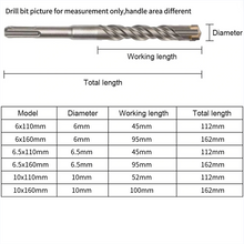 Charger l'image dans la galerie, SDS Plus Masonry Hammer Drill Bit 6-6.5-10*110mm | 6-6.5-10*160mm 6pcs
