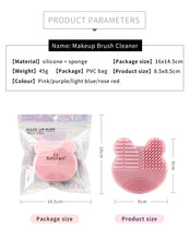 Charger l'image dans la galerie, Makeup Brush Cleaning Mat with Color Removal Sponge, 2 in 1 Design Silicone Cleaner Pad for Dry Brush