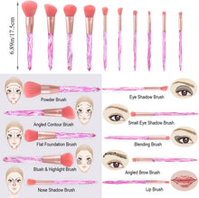 Charger l'image dans la galerie, Makeup Brushes 10PCS Crystal Handle Makeup Brush Set, Premium Synthetic Bristles Cosmetic Brush for Powder Foundation Blush Concealer Blending Eyeshadow Eyeliner Make Up