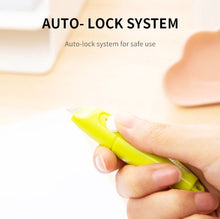Load image into Gallery viewer, 5 Pieces Mini Utility Knives Box Cutter Retractable Letter Opener Assorted Colours Cloud Envelope Slitter Carton Portable Paper Cutter with Key Chain Hole