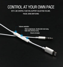 Load image into Gallery viewer, For iPhone Lightning to 3.5mm Jack Male AUX Audio Headphone Voice Adjustable Adapter