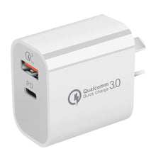Load image into Gallery viewer, 20W USB C Fast Charger, 2-Port PD USB-C Wall Plug with Fast Charging QC3.0, USB-C Power Adapter C Wall Charger AU-Plug Compatible with iPhone 15/14/13/12/11, iPad, Samsung,Galaxy,Pixel,Airpods