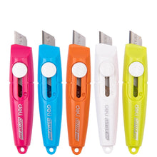 Load image into Gallery viewer, 5 Pieces Mini Utility Knives Box Cutter Retractable Letter Opener Assorted Colours Cloud Envelope Slitter Carton Portable Paper Cutter with Key Chain Hole