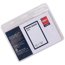 Load image into Gallery viewer, Pack of 50 Clear Plastic Horizontal Badge Holders, Name Tag Holders, Card Holders