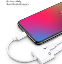 Load image into Gallery viewer, iPhone to 3.5mm Splitter and charging 2 in 1 Adapter
