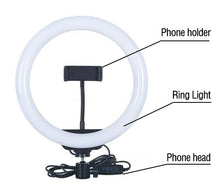 Load image into Gallery viewer, Ring Fill Light Dimmable with Stand Phone Clip 8“/10”/12“