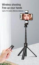 Load image into Gallery viewer, Selfie Stick Tripod with Two Fill Lights 2 in 1 Max 75cm