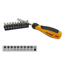 Load image into Gallery viewer, 11Pcs Magnetic Ratchet Screwdriver Bit Set | Drill Bits for Slotted, Philips & Hex
