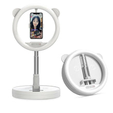 Load image into Gallery viewer, Retractable 10" Ring Light Tripod Foldable Selfie Stick Black White Assorted Colour