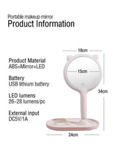 Load image into Gallery viewer, 5X Magnifying Mirror, Two Sided Mirror, 5X/1X Magnification, Tray Makeup LED Mirror with Handheld/Stand, Used for Makeup Application, Tweezing, and Blackhead/Blemish Removal