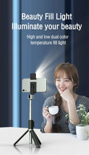 Load image into Gallery viewer, Selfie Stick Tripod Bluetooth Samsung/ iPhone/IOS/Android with FILL LIGHT  360° Rotation