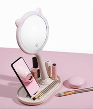 Load image into Gallery viewer, 5X Magnifying Mirror, Two Sided Mirror, 5X/1X Magnification, Tray Makeup LED Mirror with Handheld/Stand, Used for Makeup Application, Tweezing, and Blackhead/Blemish Removal