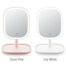 Load image into Gallery viewer, LED Lighted Large Vanity Makeup Mirror with 8.4" HD Mirror - Dimmable Natural Light, Touch Screen, USB Power, Adjustable Stand with Cosmetic Organizer
