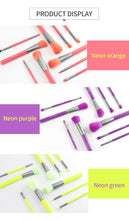 Load image into Gallery viewer, 10-Piece Makeup Brush Set - Pink, Green, and Yellow Cosmetic Brushes