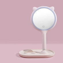 Load image into Gallery viewer, 5X Magnifying Mirror, Two Sided Mirror, 5X/1X Magnification, Tray Makeup LED Mirror with Handheld/Stand, Used for Makeup Application, Tweezing, and Blackhead/Blemish Removal
