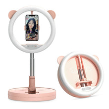 Load image into Gallery viewer, Retractable 10" Ring Light Tripod Foldable Selfie Stick Black White Assorted Colour