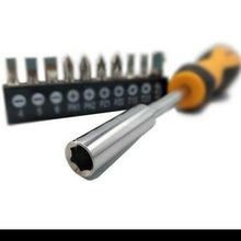 Load image into Gallery viewer, 11Pcs Magnetic Ratchet Screwdriver Bit Set | Drill Bits for Slotted, Philips & Hex