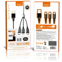 Load image into Gallery viewer, FOYU Multi USB Charging Cable 3-in-1 iPhone, Micro USB, Type C