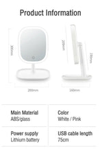 Load image into Gallery viewer, LED Lighted Large Vanity Makeup Mirror with 8.4" HD Mirror - Dimmable Natural Light, Touch Screen, USB Power, Adjustable Stand with Cosmetic Organizer