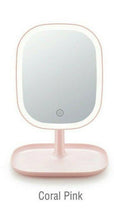 Load image into Gallery viewer, LED Lighted Large Vanity Makeup Mirror with 8.4" HD Mirror - Dimmable Natural Light, Touch Screen, USB Power, Adjustable Stand with Cosmetic Organizer