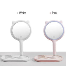 Load image into Gallery viewer, 5X Magnifying Mirror, Two Sided Mirror, 5X/1X Magnification, Tray Makeup LED Mirror with Handheld/Stand, Used for Makeup Application, Tweezing, and Blackhead/Blemish Removal