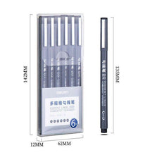 Load image into Gallery viewer, 6Pcs 6 Size Waterproof Fineliner Pen Black Ink