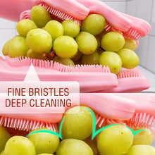Load image into Gallery viewer, Magic Saksak Dishwashing Cleaning Sponge Gloves,1 Pair Reusable Silicone Brush Scrubber Gloves Heat Resistant for Dish washing, Kitchen Bathroom Cleaning, Pet Bathing, Car Washing. 2PACK (13.6" Large)