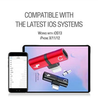 Load image into Gallery viewer, iPhone Splitter Lightning to Charging and Audio Splitter MUSIC CHARGE at the same time