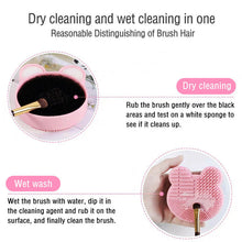 Charger l'image dans la galerie, Makeup Brush Cleaning Mat with Color Removal Sponge, 2 in 1 Design Silicone Cleaner Pad for Dry Brush