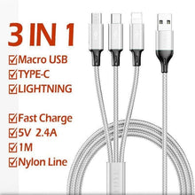 Load image into Gallery viewer, FOYU Multi USB Charging Cable 3-in-1 iPhone, Micro USB, Type C