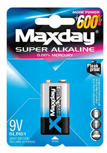 Load image into Gallery viewer, Maxday 9V Alkaline Battery Power+600% 6LR61 Leak Proof 12pcs
