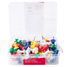 Load image into Gallery viewer, Push Pins Tacks 100Pcs Solid Assorted Colour Thumb Tacks Larger Size Pin Map Tacks Plastic Head with Steel Point for Bulletin Board
