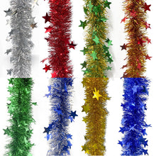 Charger l'image dans la galerie, Christmas Tinsel Garland with Star 2 meters Shiny Sparkly 5pcs