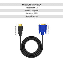 Load image into Gallery viewer, HDMI Male to VGA Male Cable Monitor Lead Full HD Converter Laptop 3M