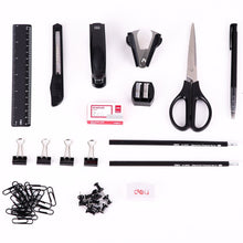 Charger l'image dans la galerie, 15pcs Stationery Set Desk Organizer with Stapler Ruler Binder Clips Cutter
