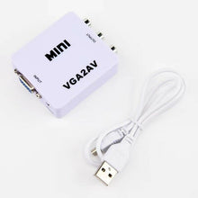 Load image into Gallery viewer, VGA To RCA,VGA To AV Converter,1080P Mini VGA To Video Converter, Composite VGA To AV Adapter, TV SetTop Box Audio Video Converter.