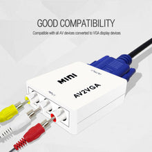 Load image into Gallery viewer, RCA To VGA,AV To VGA Converter,1080P Mini AV To Video Converter, Composite AV To VGA Adapter, TV Set Top Box Audio Video Converter