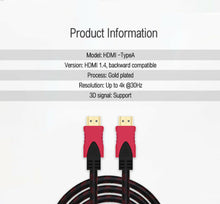 Load image into Gallery viewer, HDMI Male Cable 3D High Speed 4K 2160P1080P Braid Ultra HD V1.4 Ethernet 15M