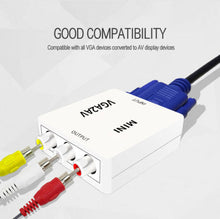Load image into Gallery viewer, VGA To RCA,VGA To AV Converter,1080P Mini VGA To Video Converter, Composite VGA To AV Adapter, TV SetTop Box Audio Video Converter.