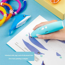 Load image into Gallery viewer, 3D Printing Pen - Includes 3D Pen, 5 Starter Colors of 10m PCL Filament, Stencil Book + Project Guide, and Charging Cable